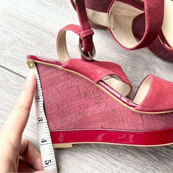 Franco Sarto Wine Suede Leather Wedge  Sandals - Picture 15 of 16